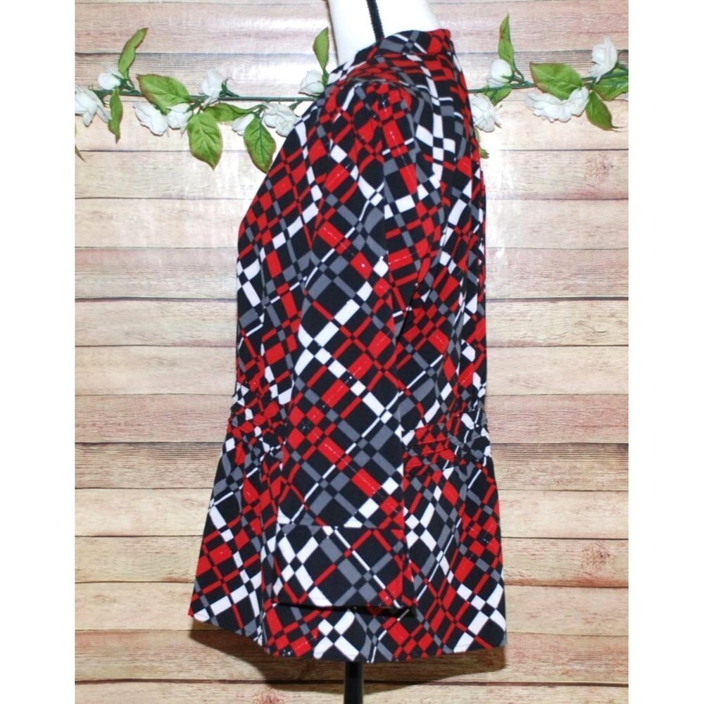 Covington Red Argyle Pattern Button Up Blouse Siz… - image 4